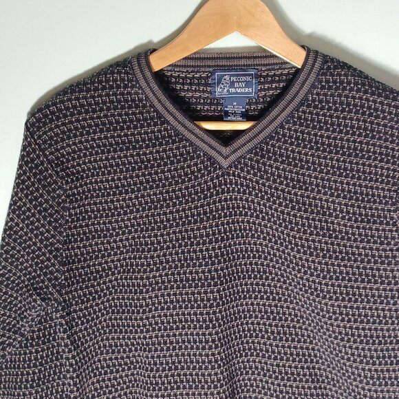 Peconic Bay Traders Knit Sweater Mens Medium Eclectic Grandpa Blue Pullover - Picture 2 of 8